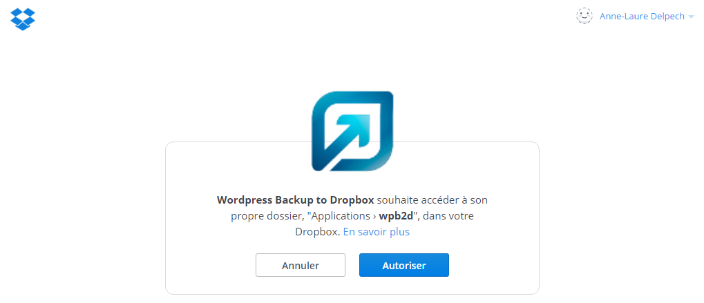 wordpress-backup-to-dropbox Réglage 3
