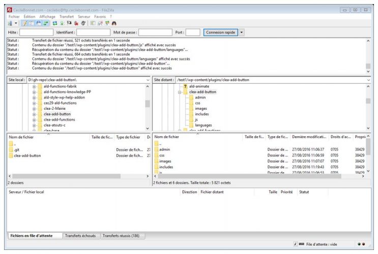 Environnement de développement d'extension sous Filezilla