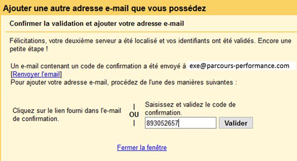 gmail valider l'adresse mail ajoutée