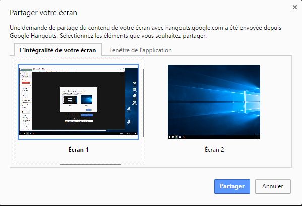 Partager son écran avec Google Hangout