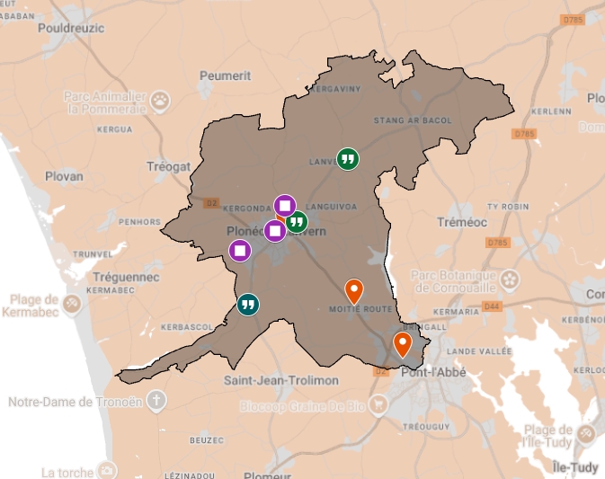carte Google My Maps sans informations sur les limites administratives de la commune.