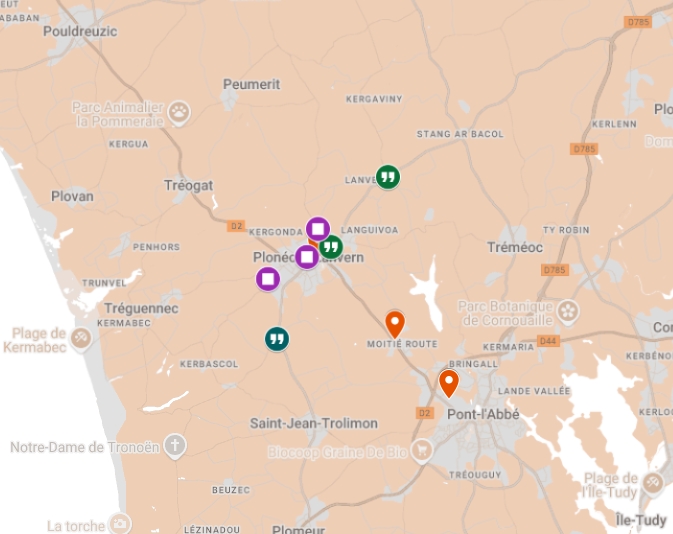 carte Google My Maps sans informations sur les limites administratives de la commune.
