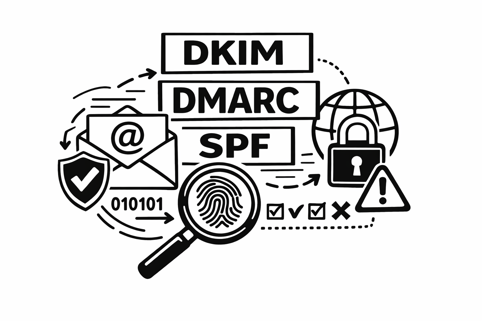 DKIM SPF ou DMARC pour des mails google workspace (gmail) ou OVH ou Brevo