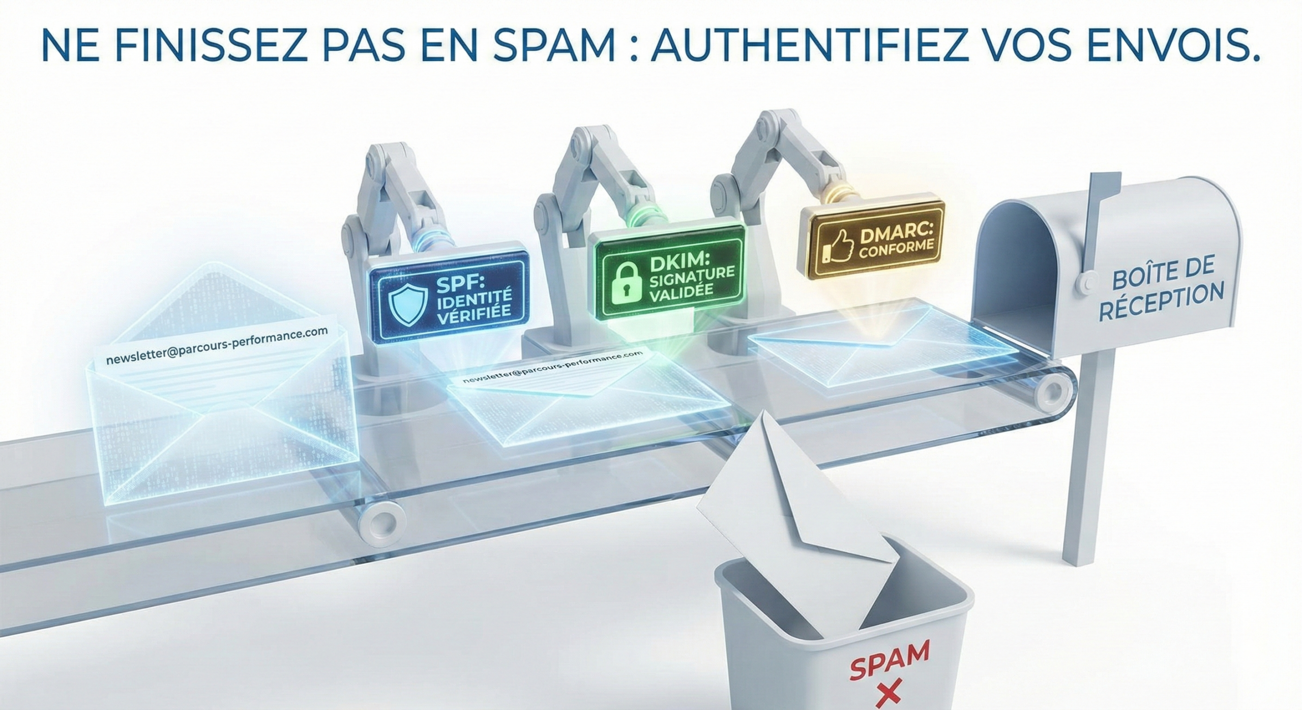 SPF DKIM et DMARC pour que nos mails ne partent pas en spam.